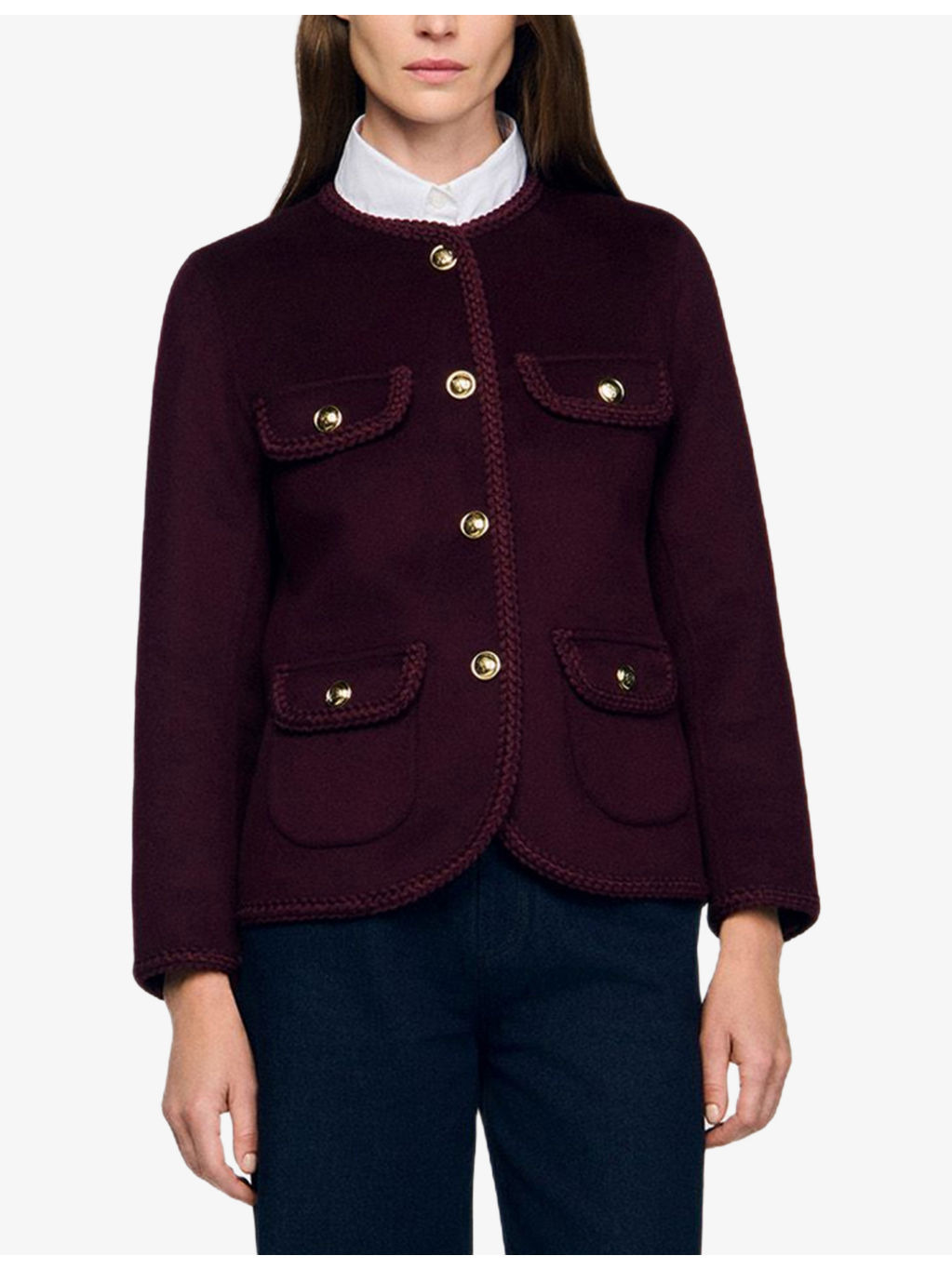 Round-Neck Four-Pocket Wool-Blend Jacket - 3