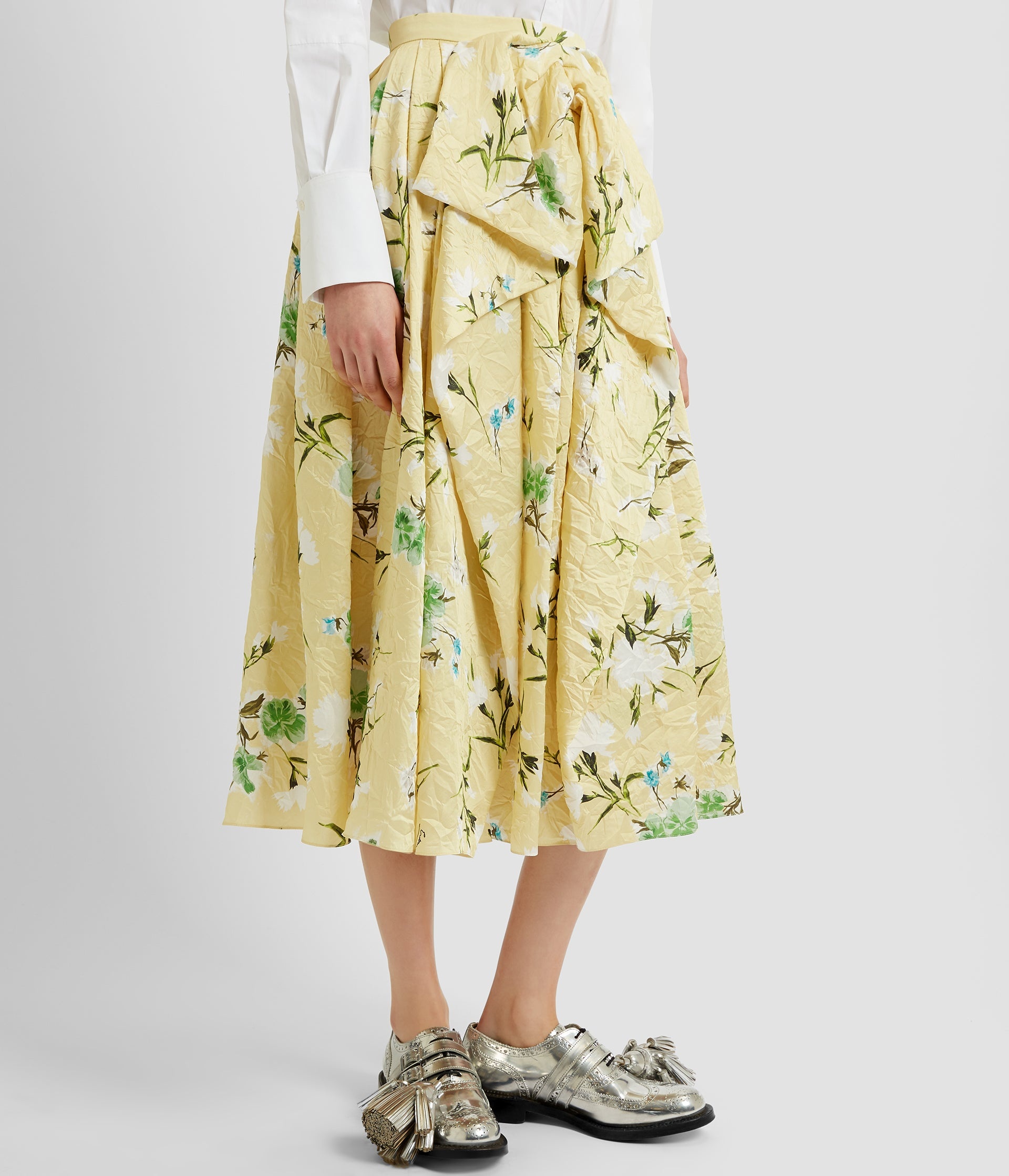 GATHERED BOW DETAIL MIDI SKIRT - 5