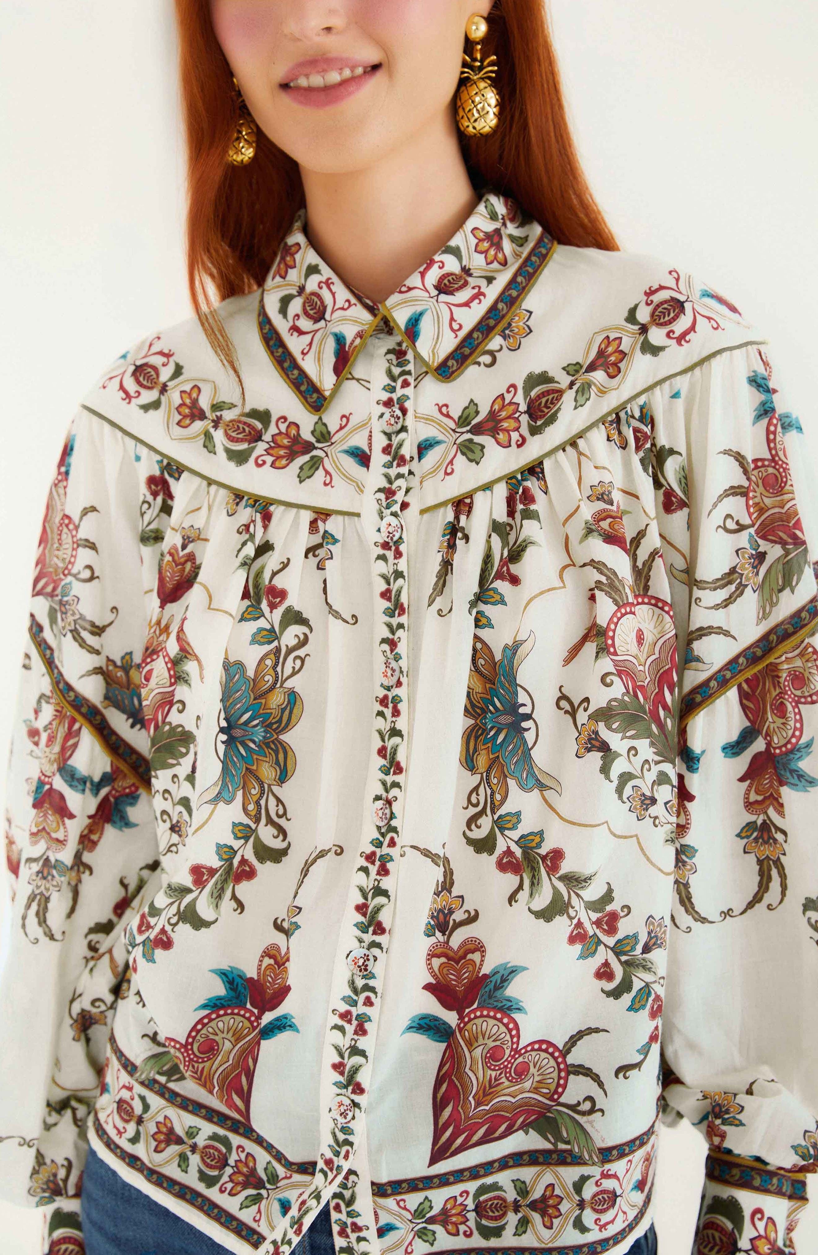 FARM Rio Majestic Hearts Cotton Top in Cream at Nordstrom - 3