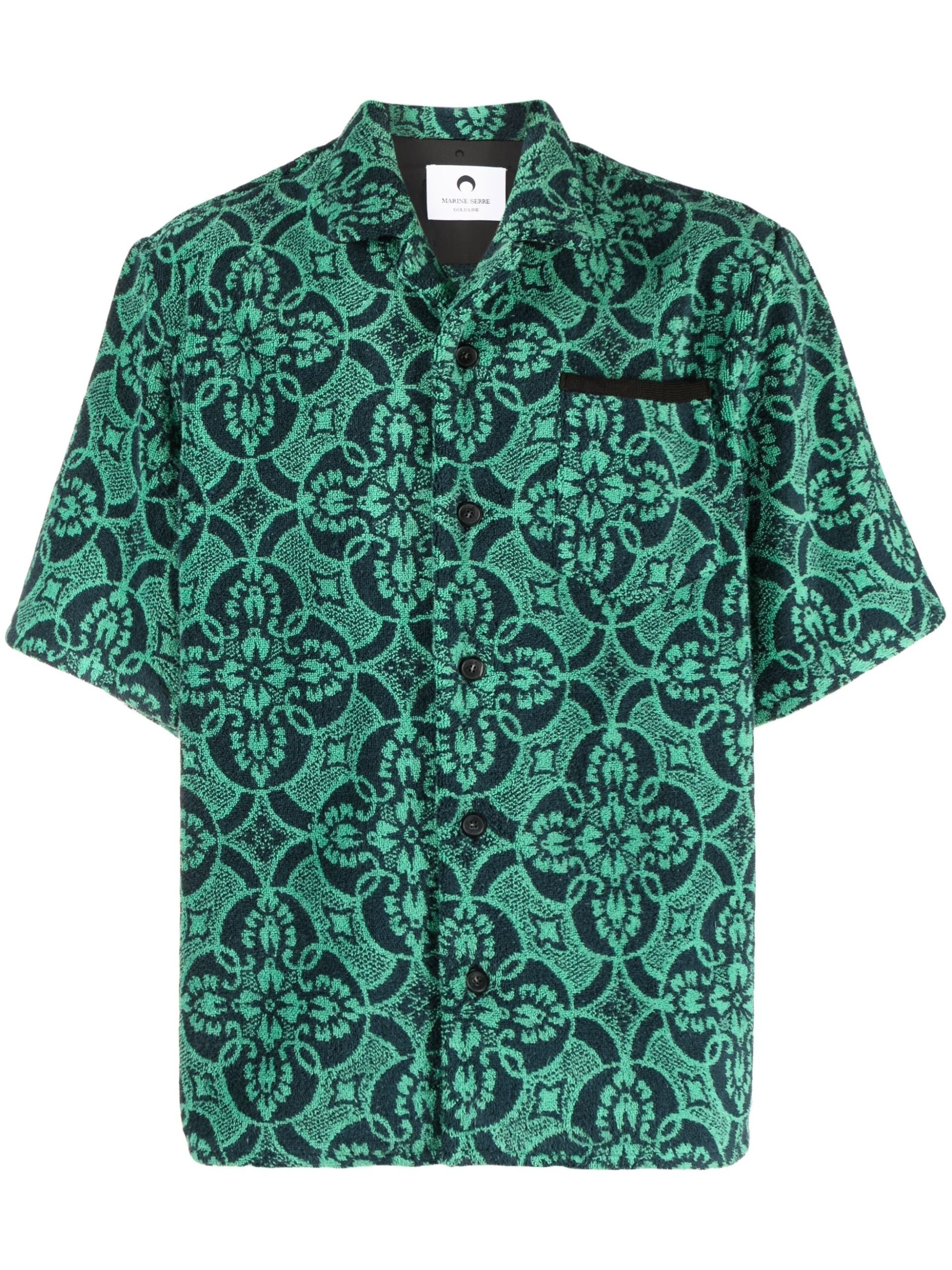 Green Oriental Towel Bowling Shirt - 1