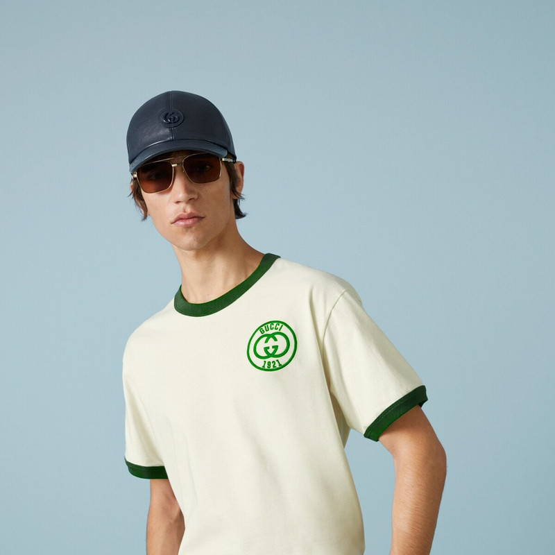 Cotton jersey T-shirt with Gucci embroidery 3