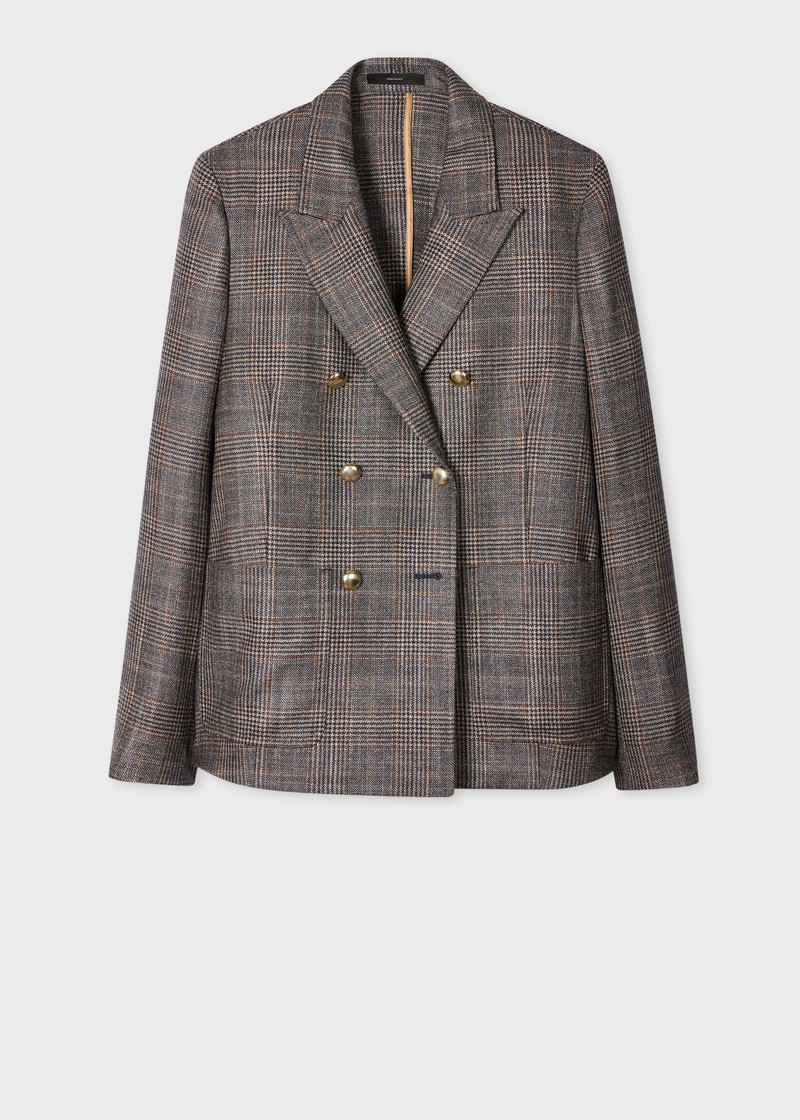Women's Check Double Breasted Blazer 1