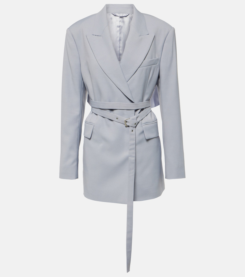 double-breasted herringbone blazer - 1