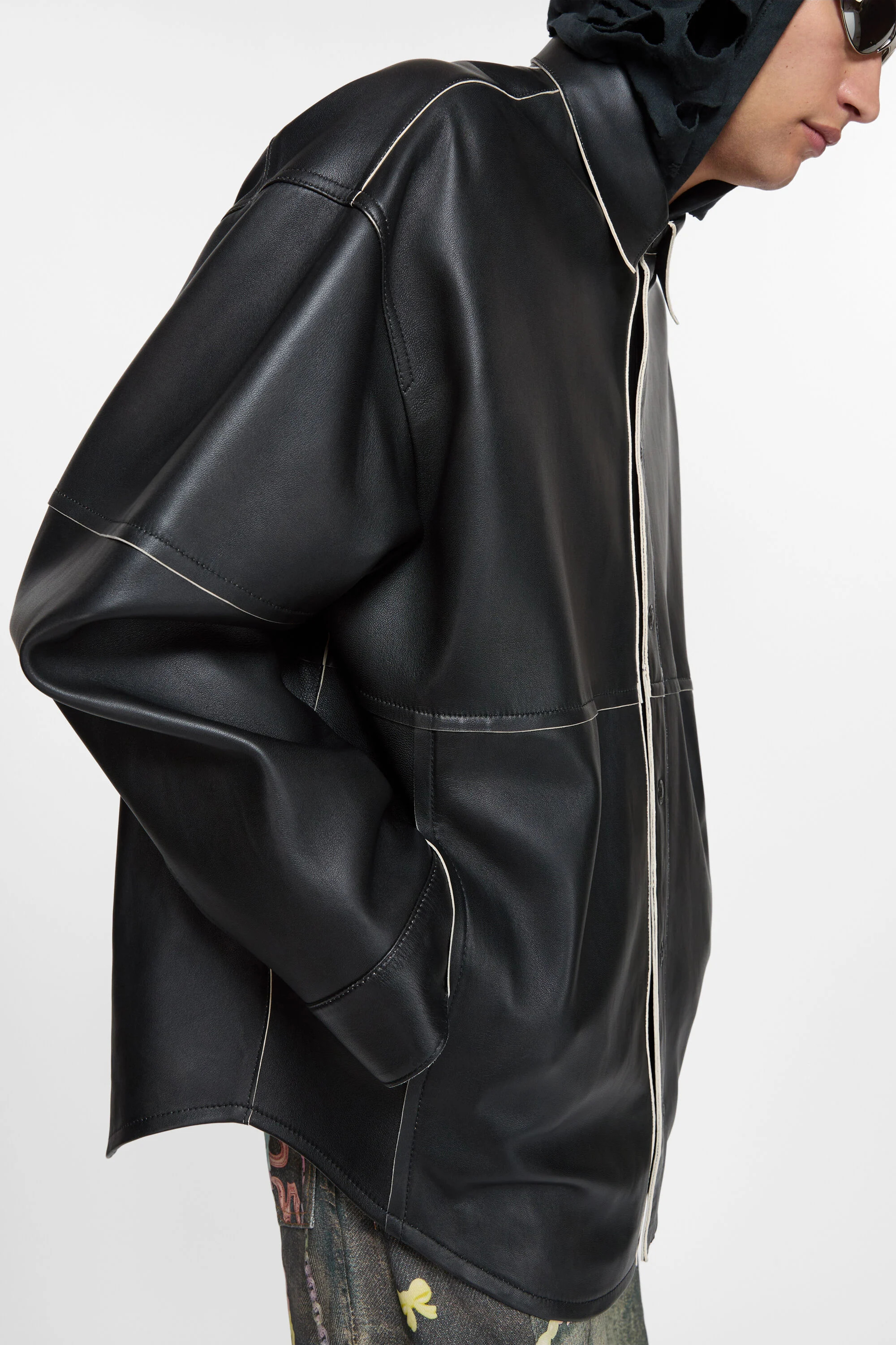 Leather shirt jacket - Black - 5
