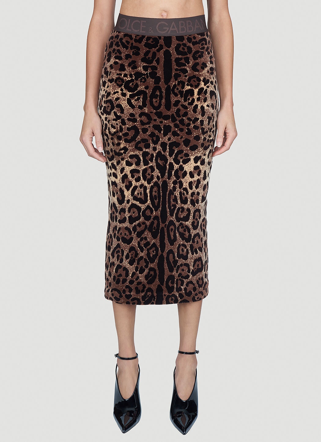 Leopard Print Midi Skirt - 1