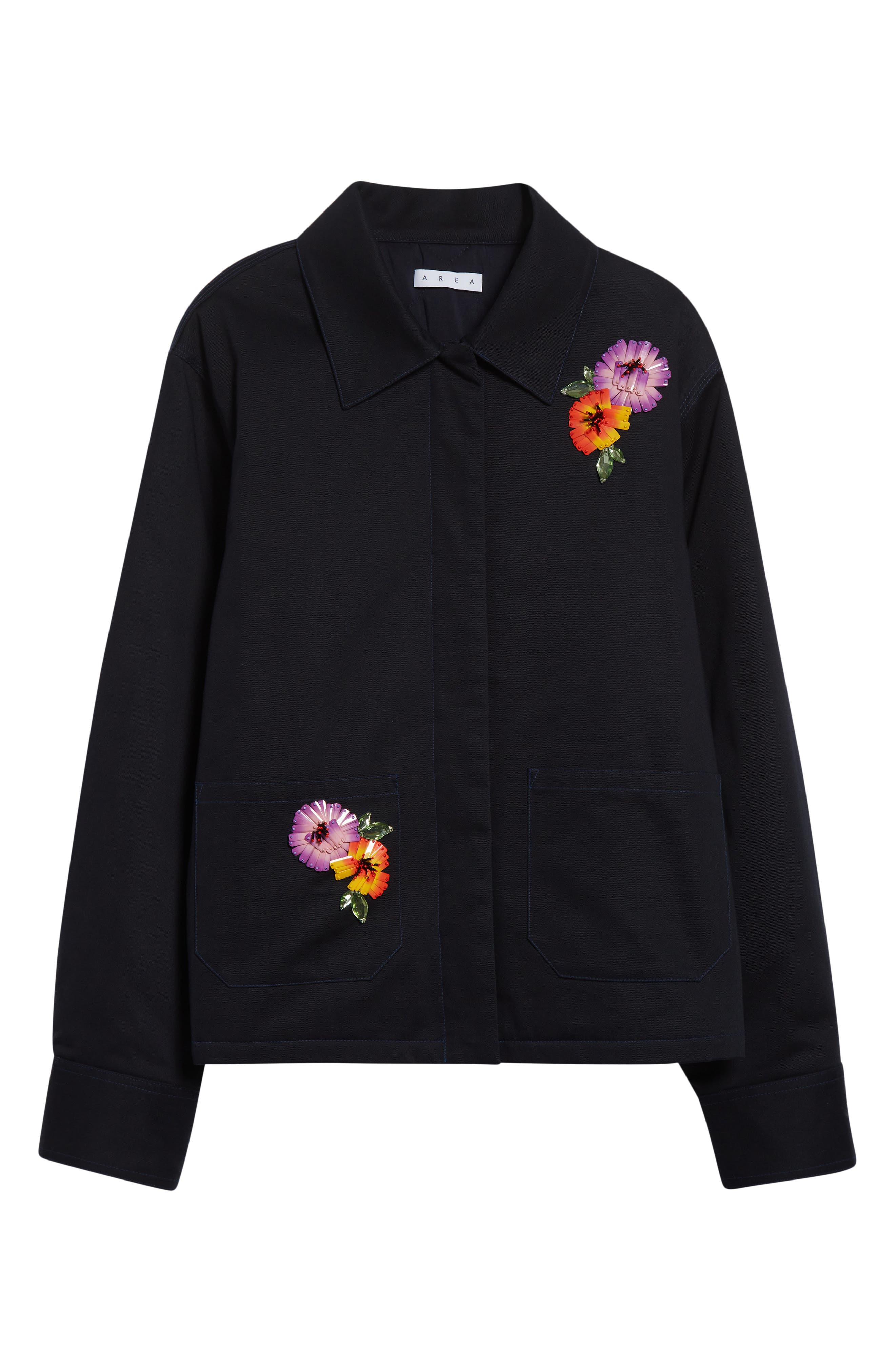 Area Flower Embellished Cargo Jacket in Midnight Blue at Nordstrom - 7