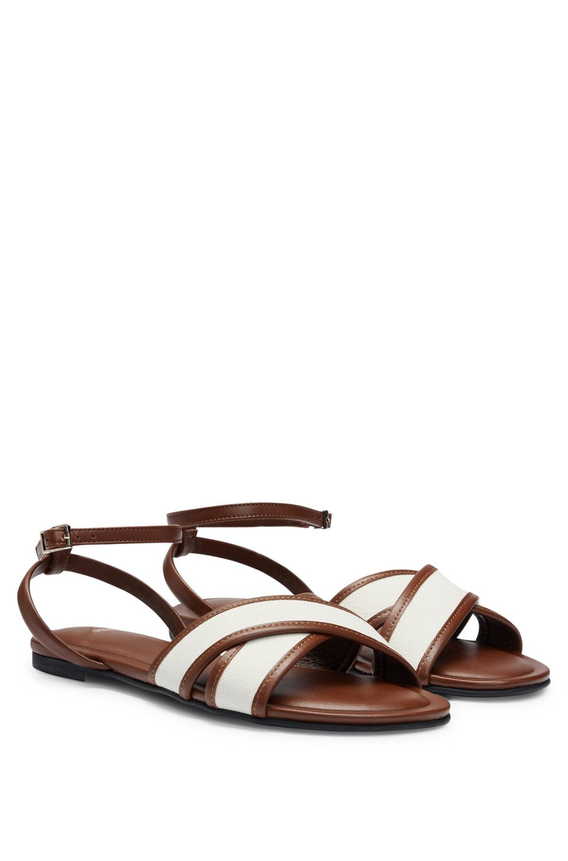BOSS STRUCTURED-CANVAS SANDALS WITH LEATHER TRIMS AND BRANDING outlook