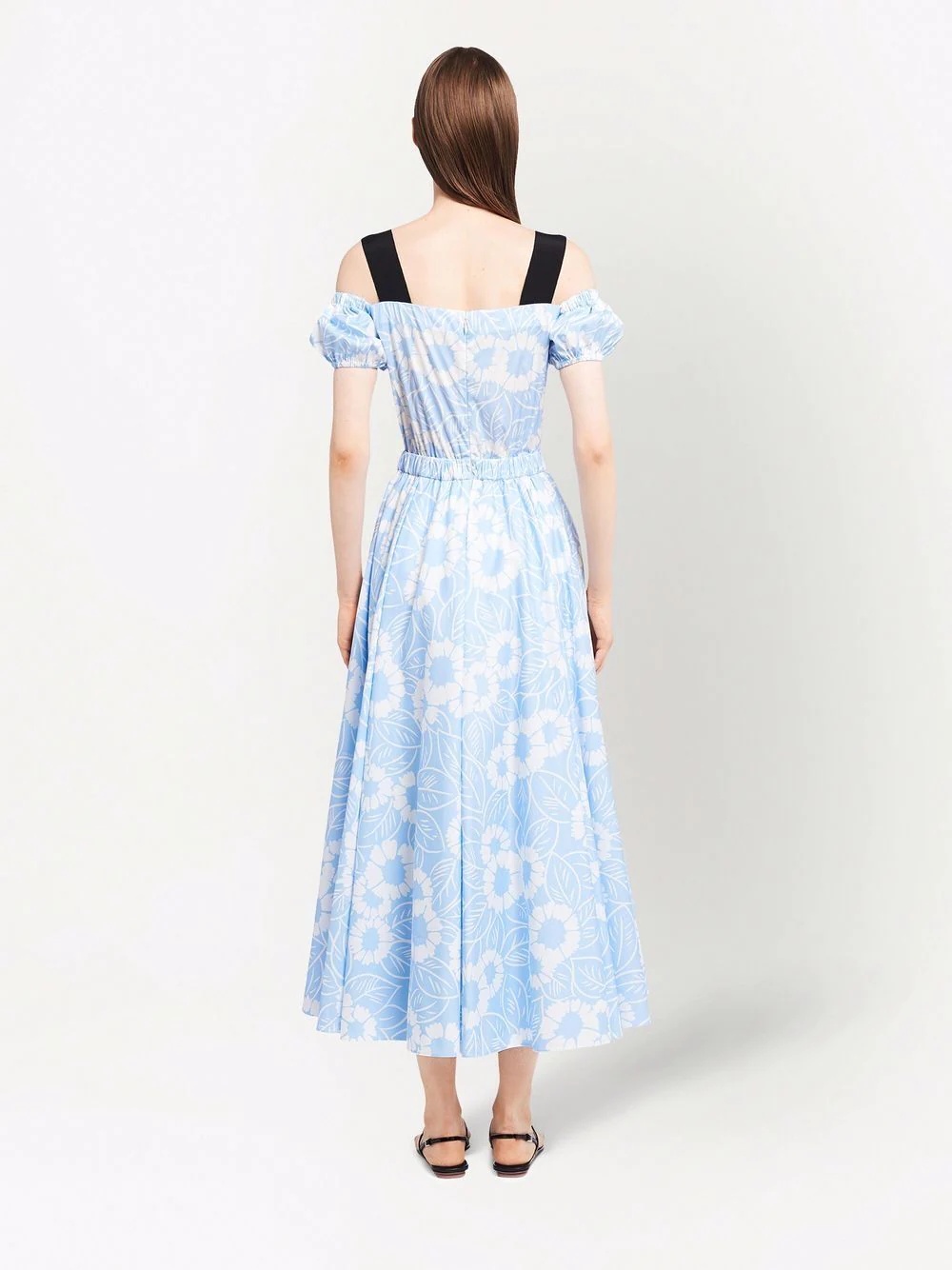 floral-print off-shoulder cotton dress - 4