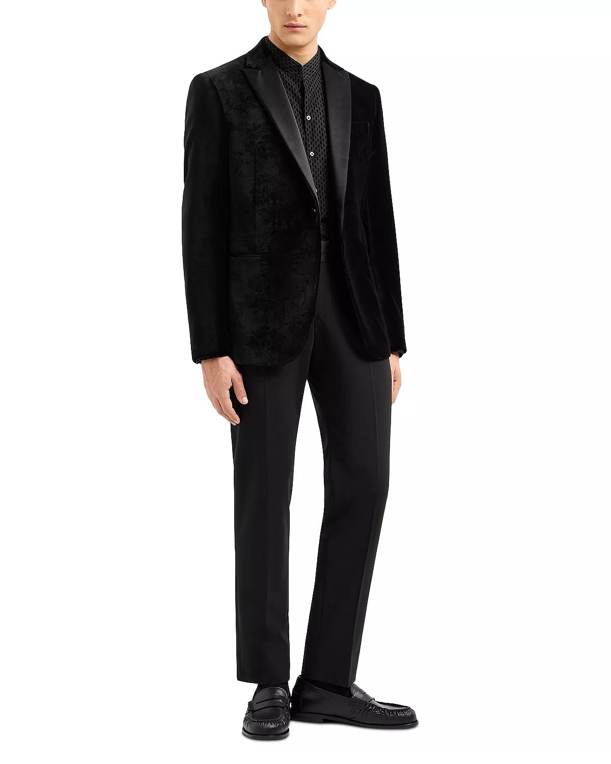 Slim Fit Embossed Velvet Dinner Jacket - 2