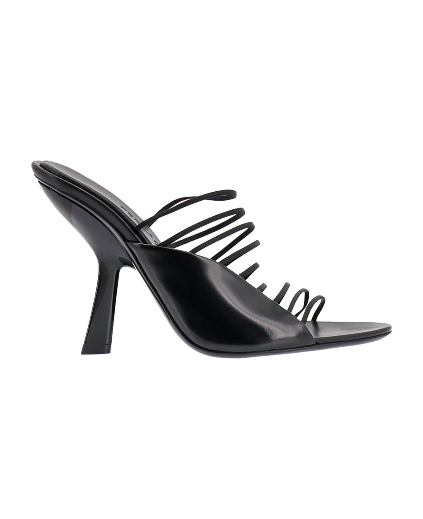 Black Fabric And Leather Sandals - 1