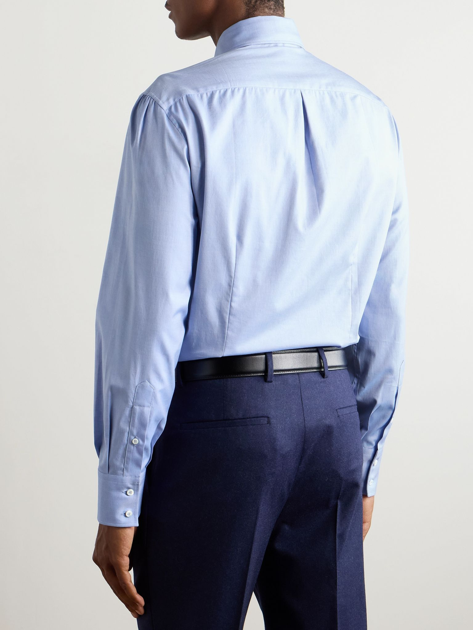 Slim-Fit Cutaway-Collar Cotton-Twill Shirt Blue - 3