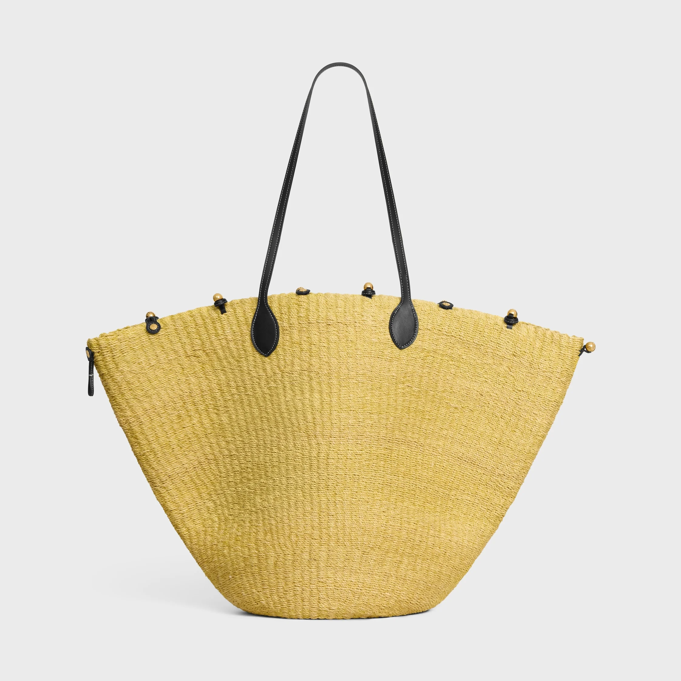 LARGE TRIOMPHE BEADS BASKET IN SISAL RAFFIA AND CALFSKIN - 1