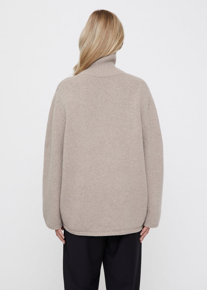 Wool cashmere turtleneck beige mélange - 4