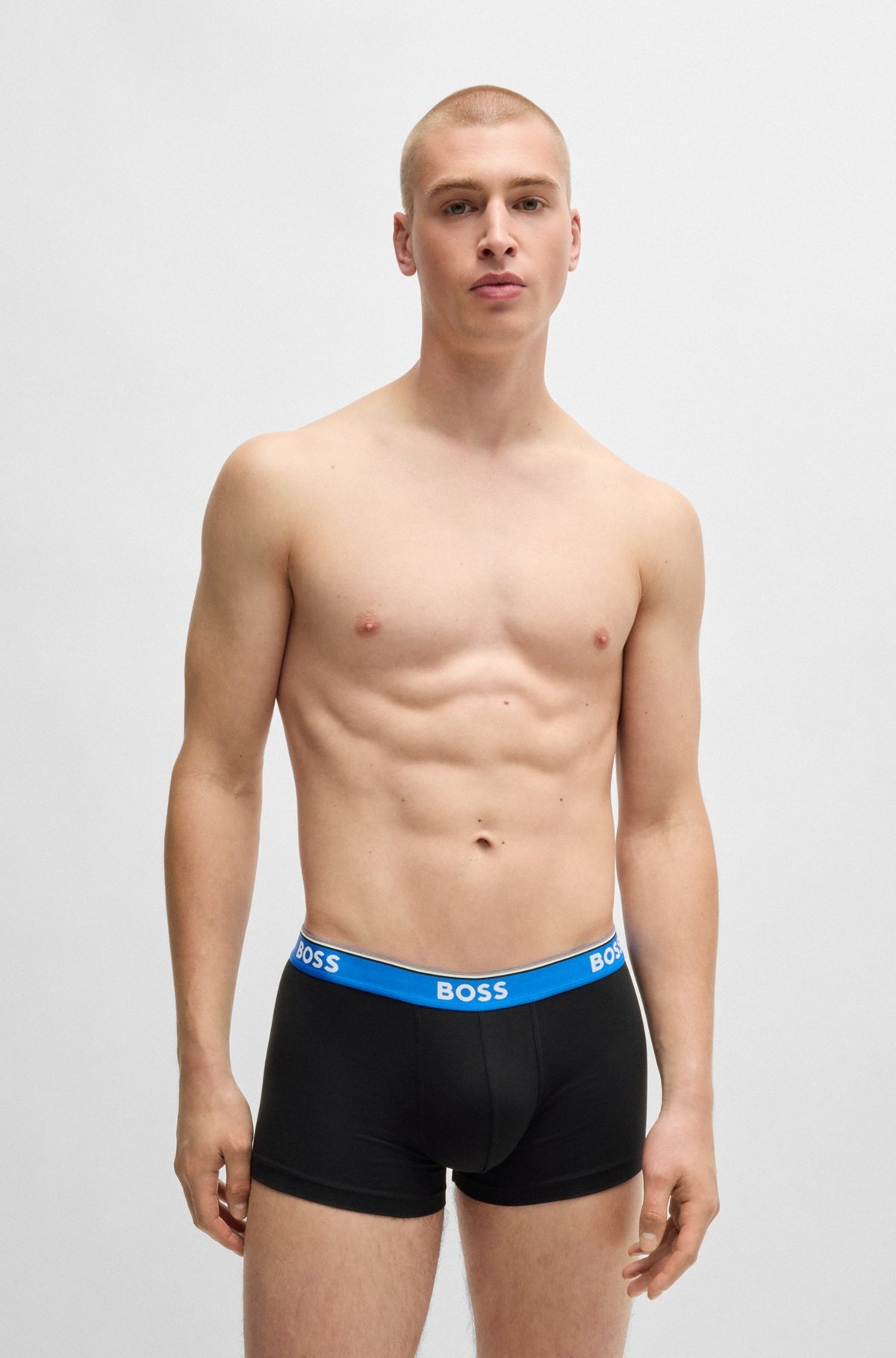THREE-PACK OF STRETCH-COTTON TRUNKS WITH LOGO WAISTBANDS - 7