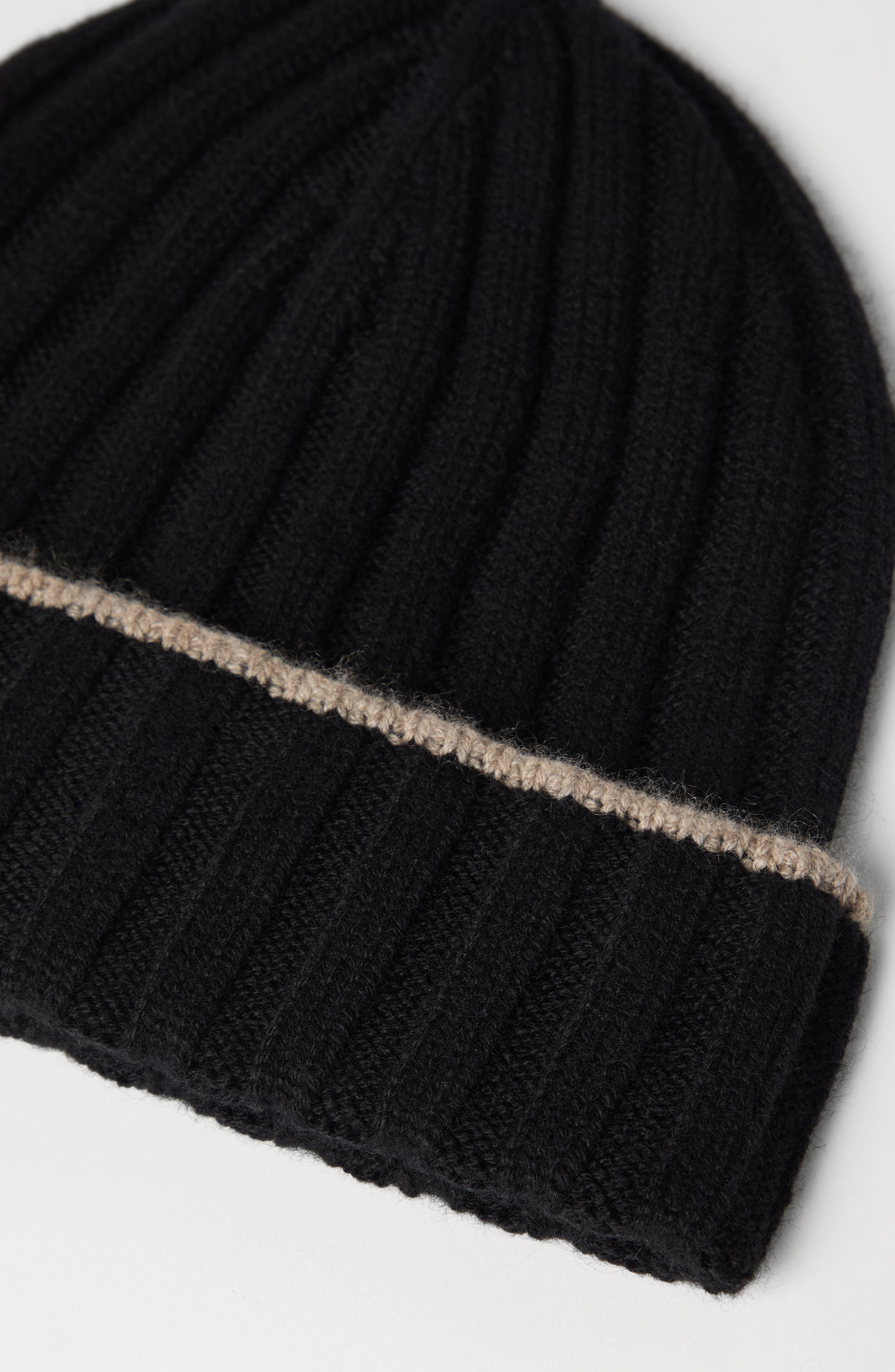 Brunello Cucinelli Cashmere rib knit beanie in Black at Nordstrom - 3