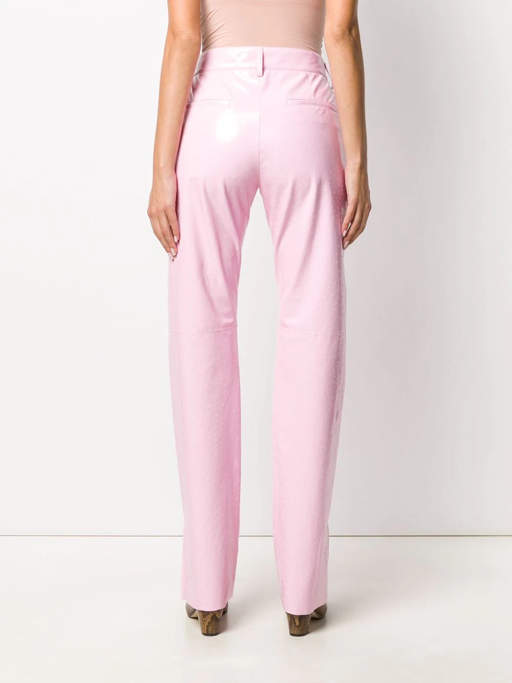 high-waist vinyl trousers - 4