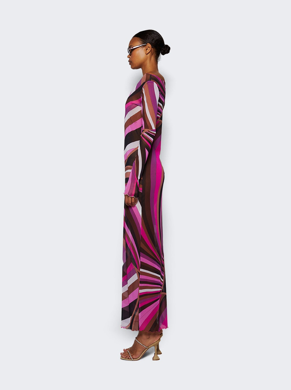 Iride-print Tulle Dress Fuchsia - 4