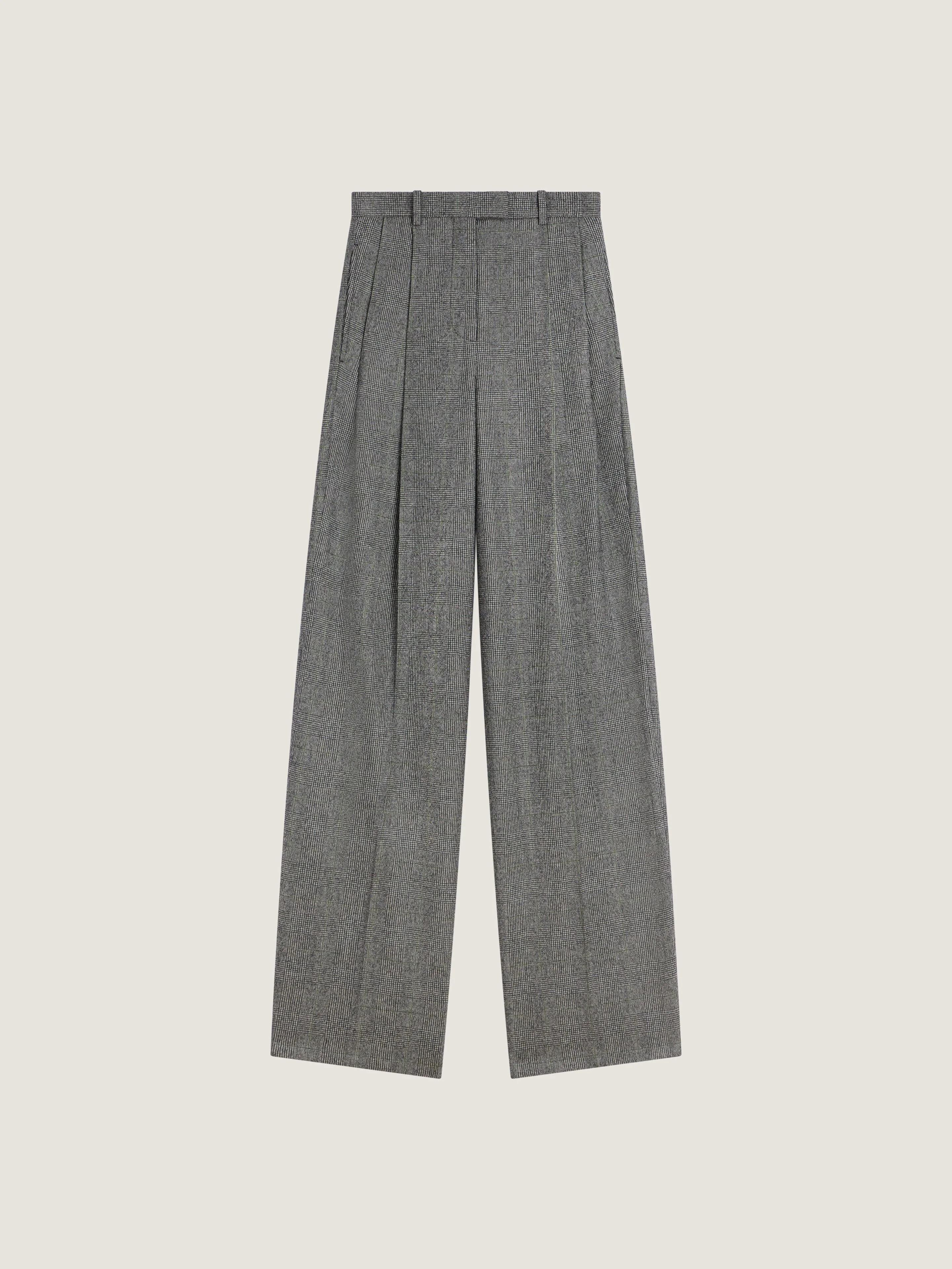DOUBLE PLEAT CHECKED PANTS IN FLANNEL - 1