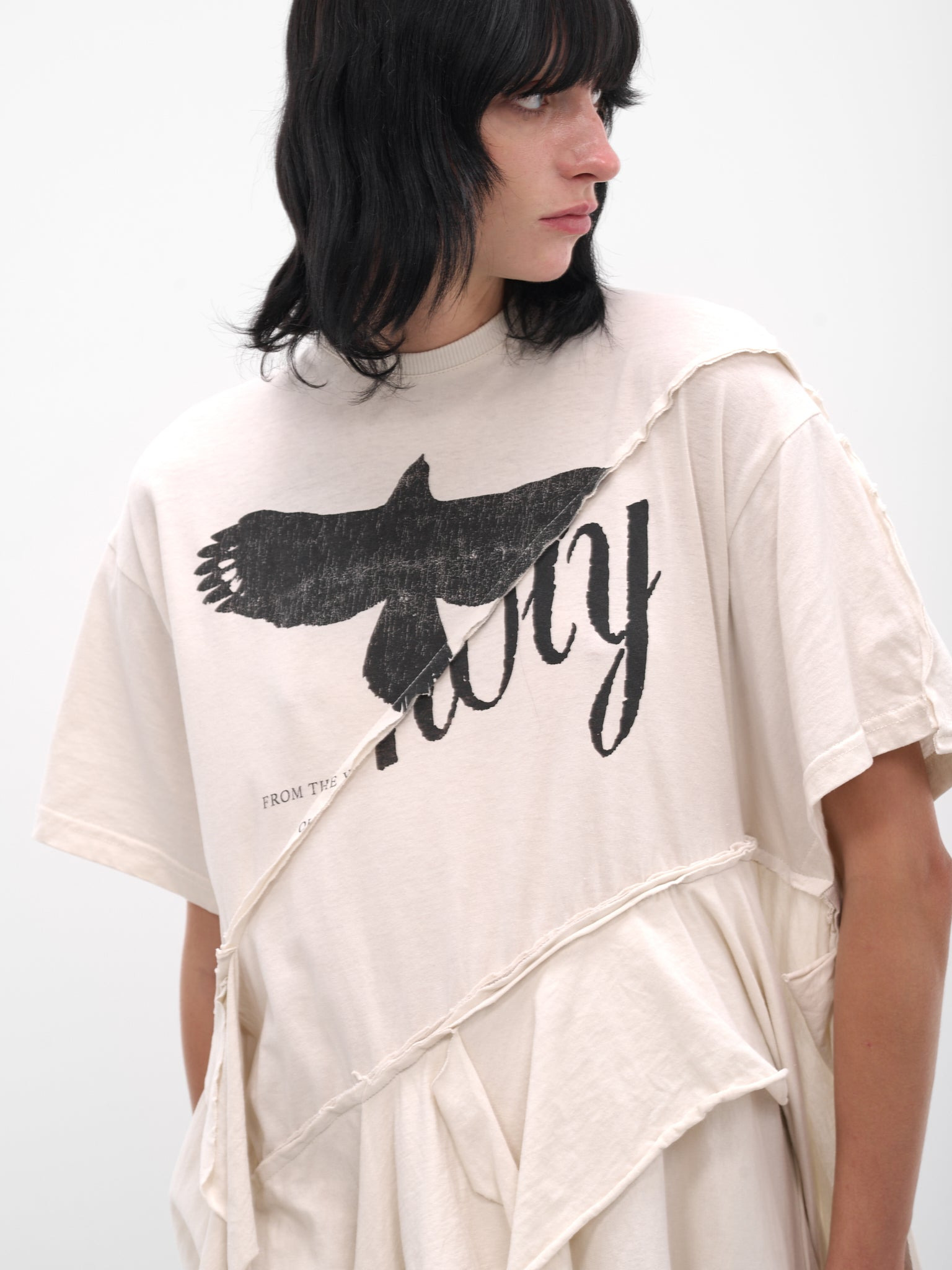 White Guusta Deconstructed Drape Dress - 4