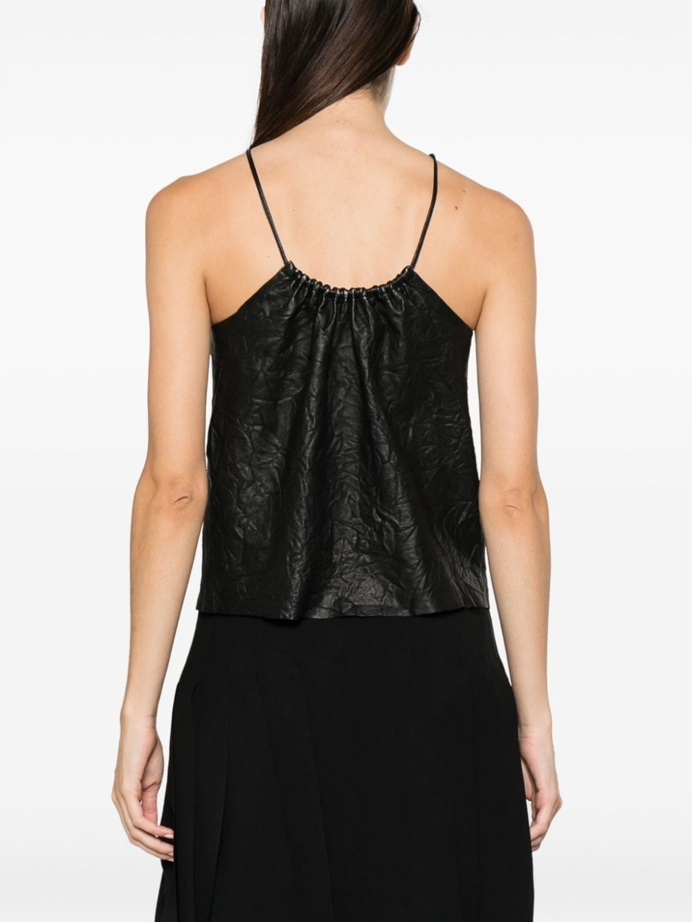 Cidonie crinkled leather top - 4