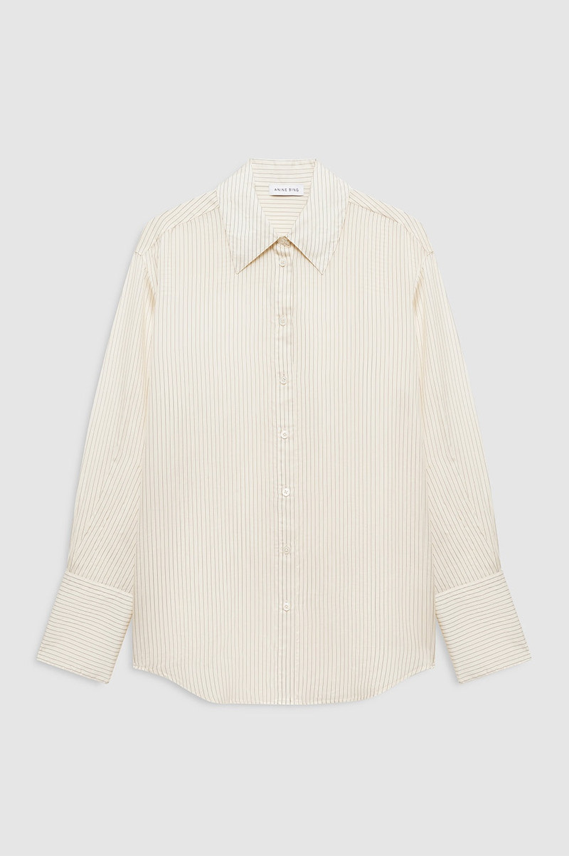 Bridget Shirt - Ivory And Black Pinstripe 1