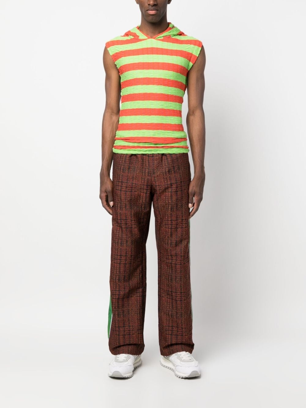 striped sleeveless hoodie - 2