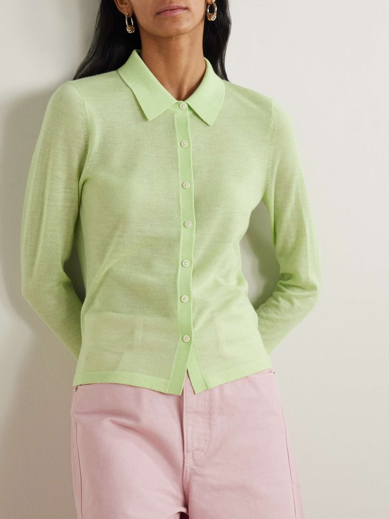Elle cashmere cardigan Light green - 3
