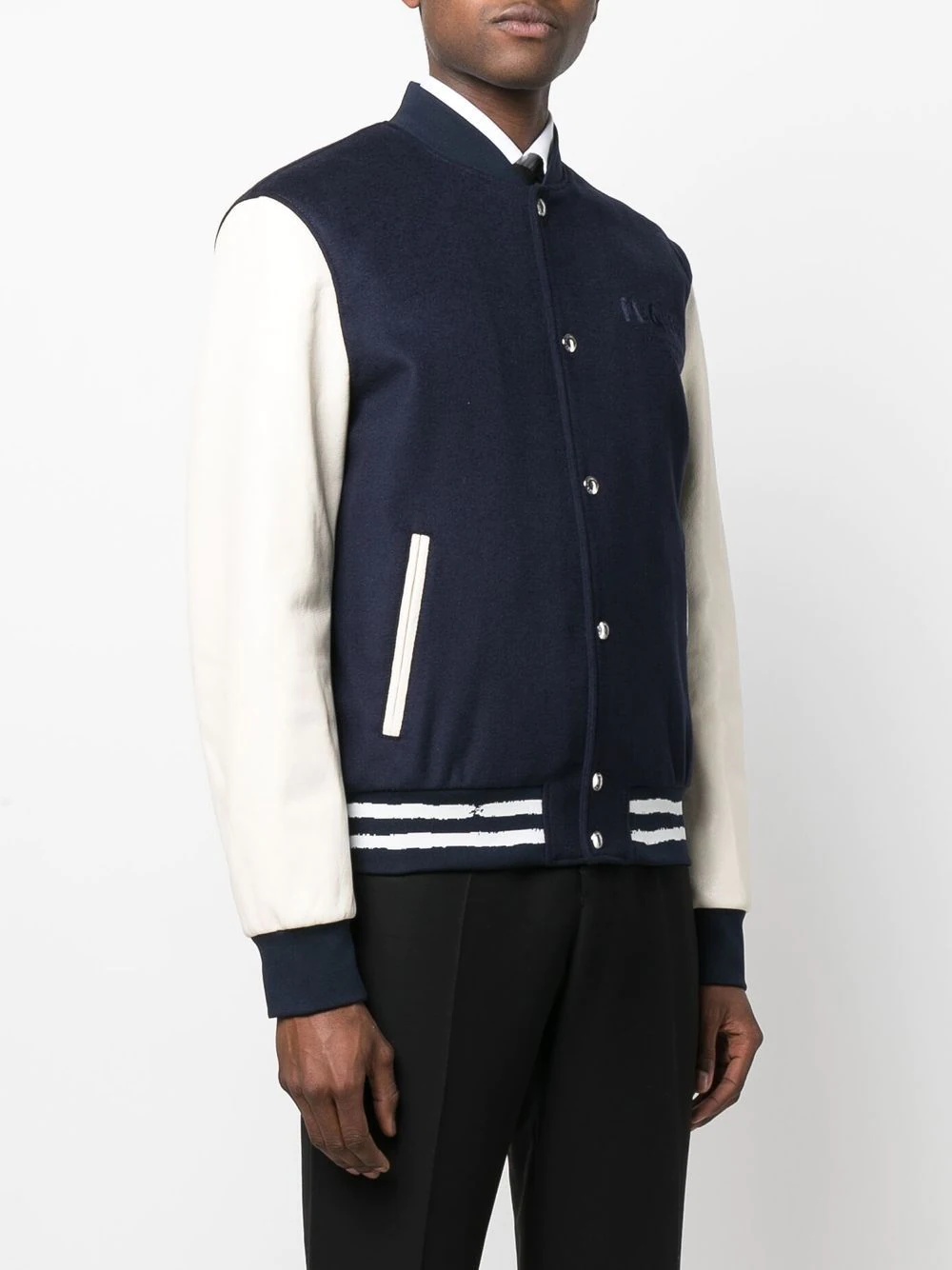 embroidered logo varsity jacket - 3