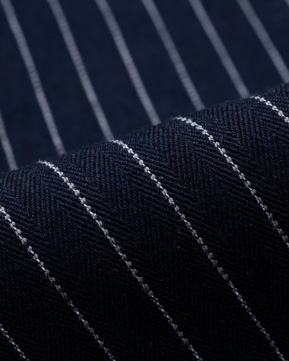 8.5OZ HERRINGBONE STRIPE WESTERN SHIRT - INDIGO - 16
