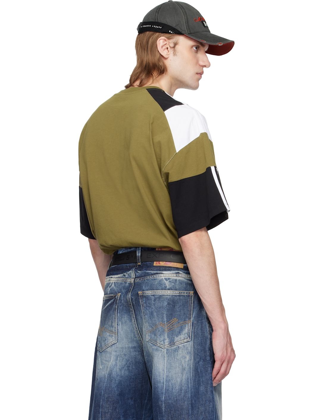 Green Oversized Panelled T-shirt - 3