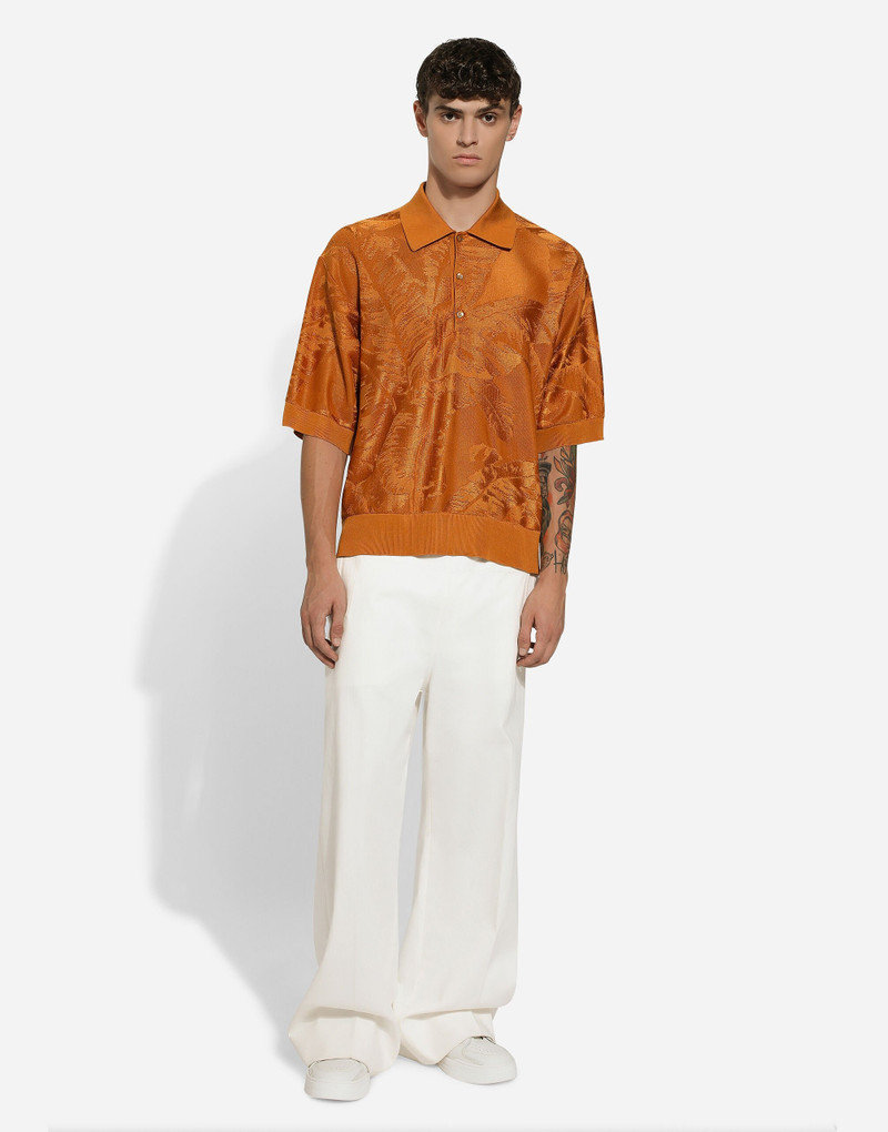 Dolce & Gabbana Oversize short-sleeved silk jacquard polo-shirt outlook