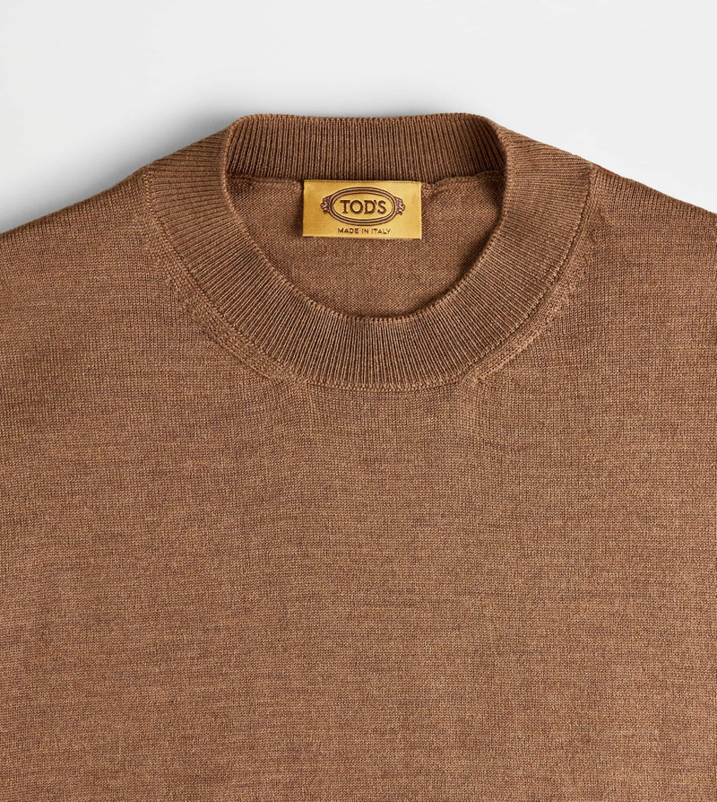 ROUND NECK JUMPER IN WOOL - BROWN, RED 8
