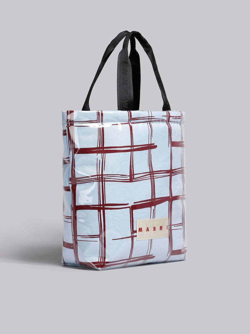 BLUE CHECKED TOTE WITH CLEAR WRAP - 6