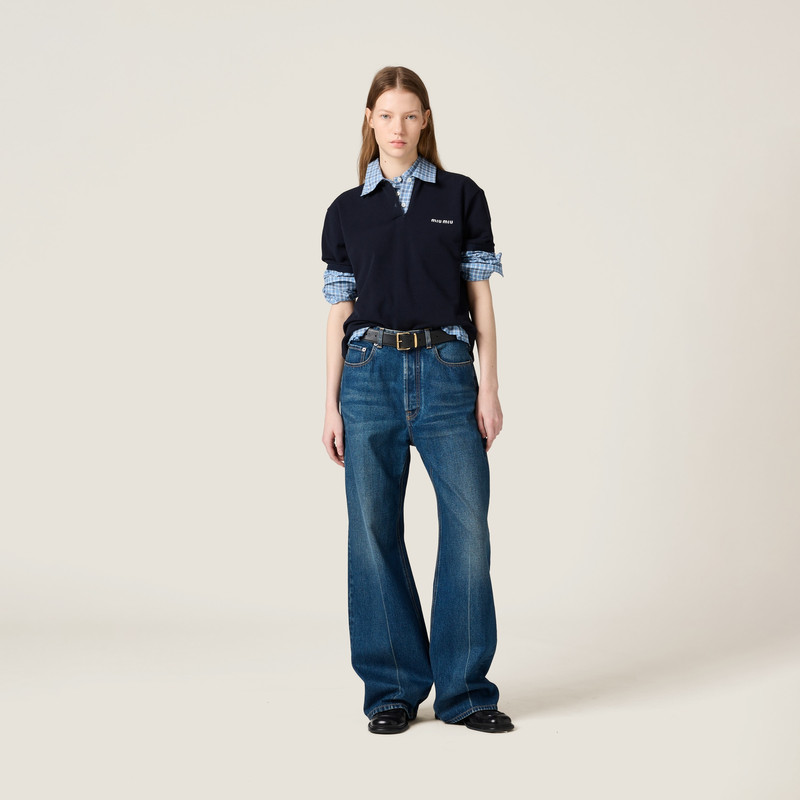 Miu Miu Washed denim flared jeans outlook