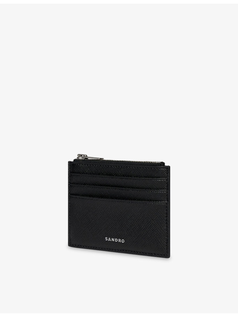 Sandro Branded Leather Card Holder outlook