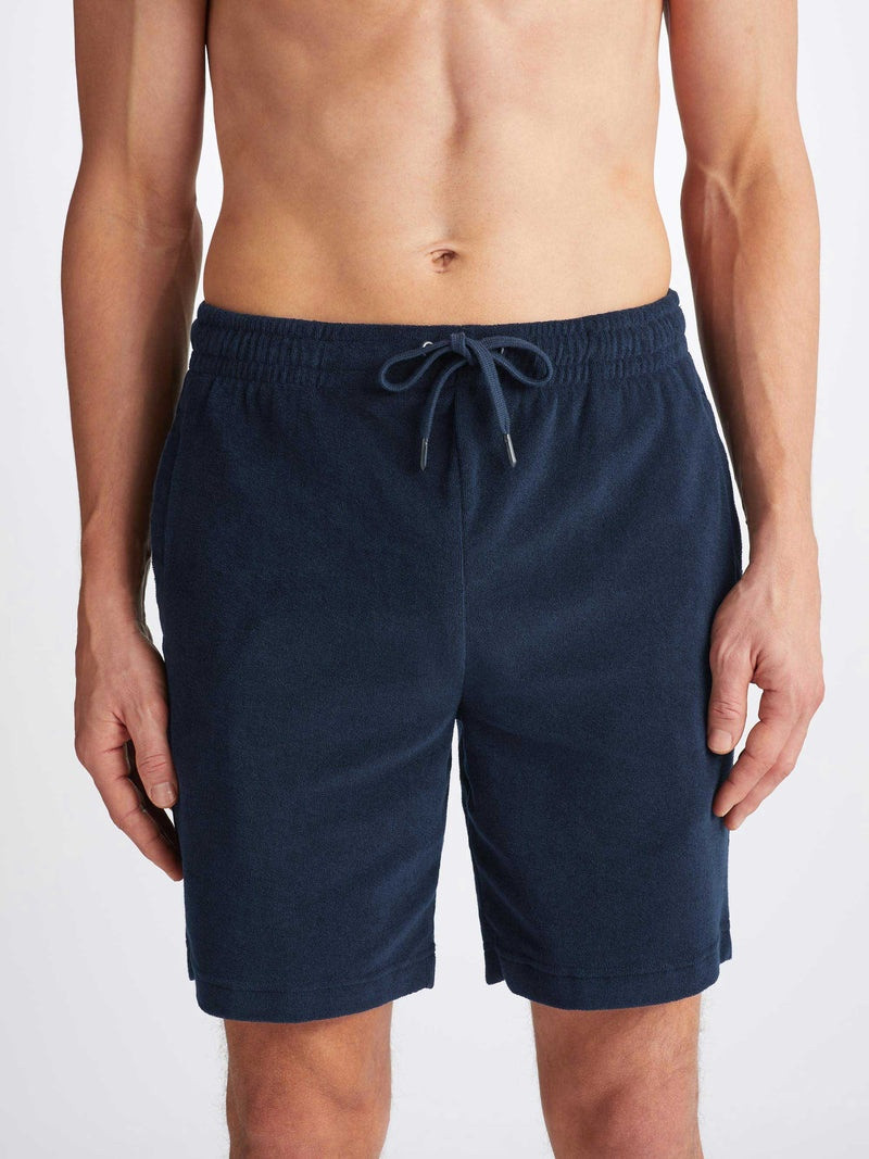 Men's Towelling Shorts Isaac Terry Cotton Navy 6