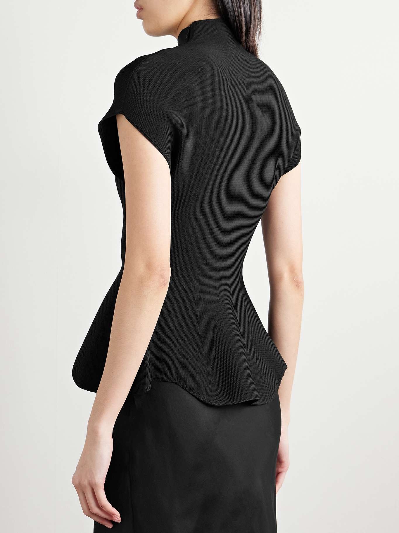Andra stretch-knit turtleneck peplum top Black - 3
