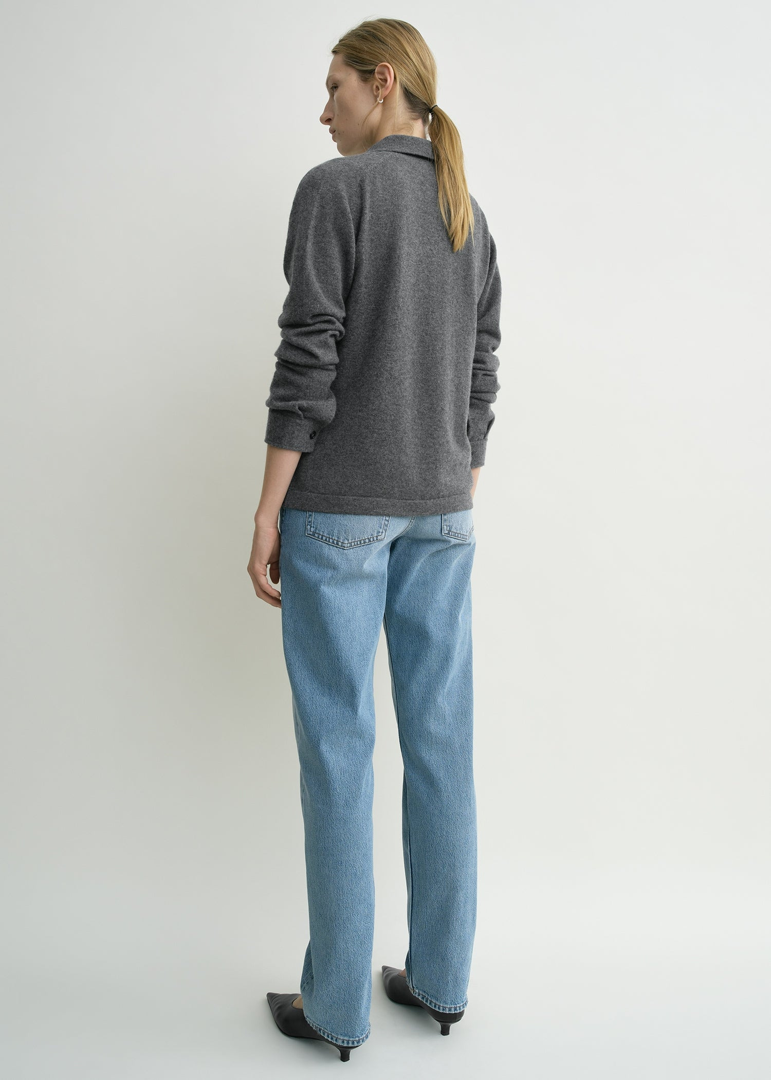 Raglan-sleeve cashmere cardigan dark grey - 4