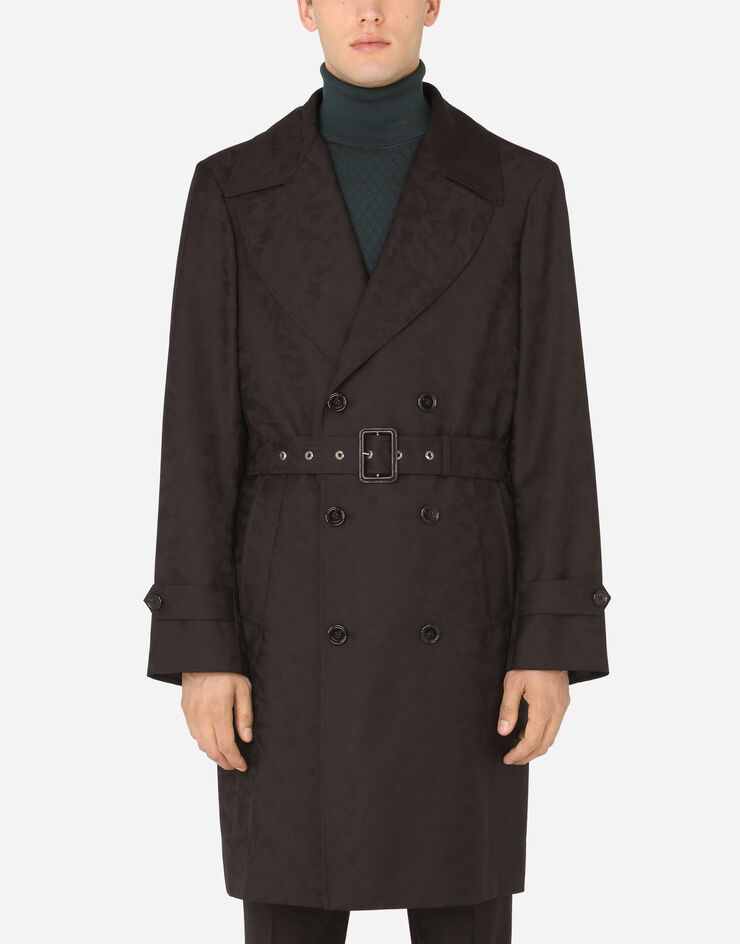 Camouflage wool jacquard trench coat - 1