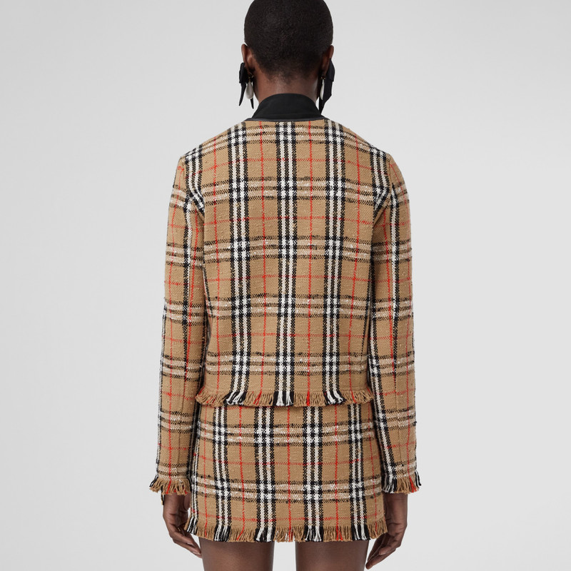 Burberry Vintage Check Bouclé Collarless Jacket outlook