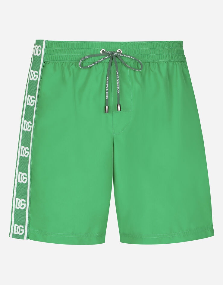 Mid-length swim trunks with DG logo band - 1