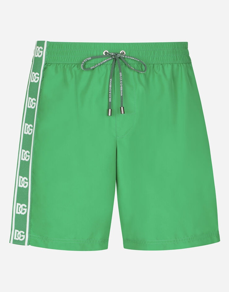 Mid-length swim trunks with DG logo band 1