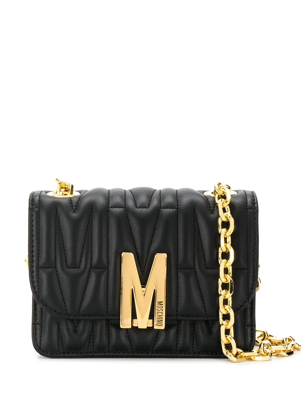 M-plaque quilted crossbody bag - 1