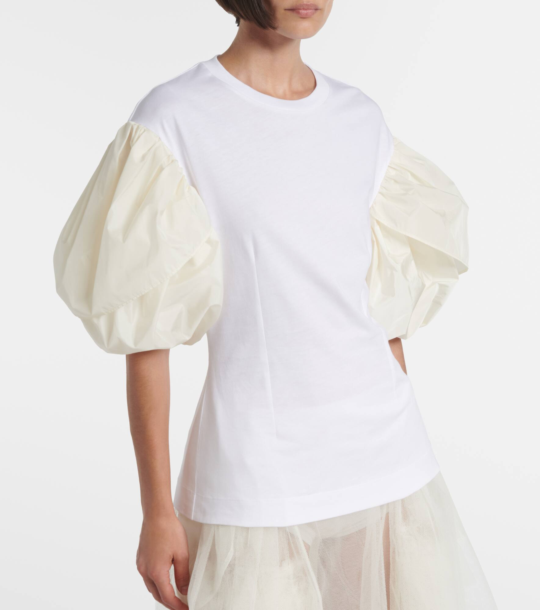Puff-sleeve cotton jersey T-shirt - 5