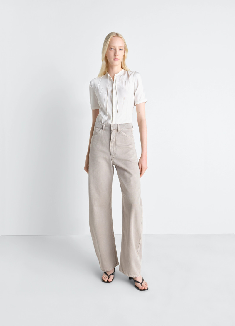 Lemaire HIGH WAISTED CURVED PANTS IN HEAVY BROKEN TWILL SNOW outlook