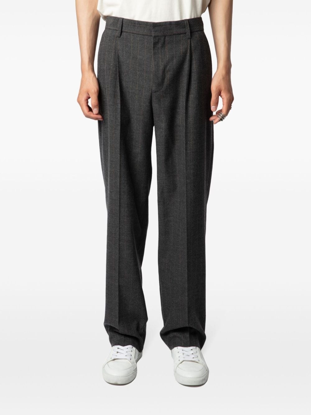 checkered pressed-crease trousers - 3