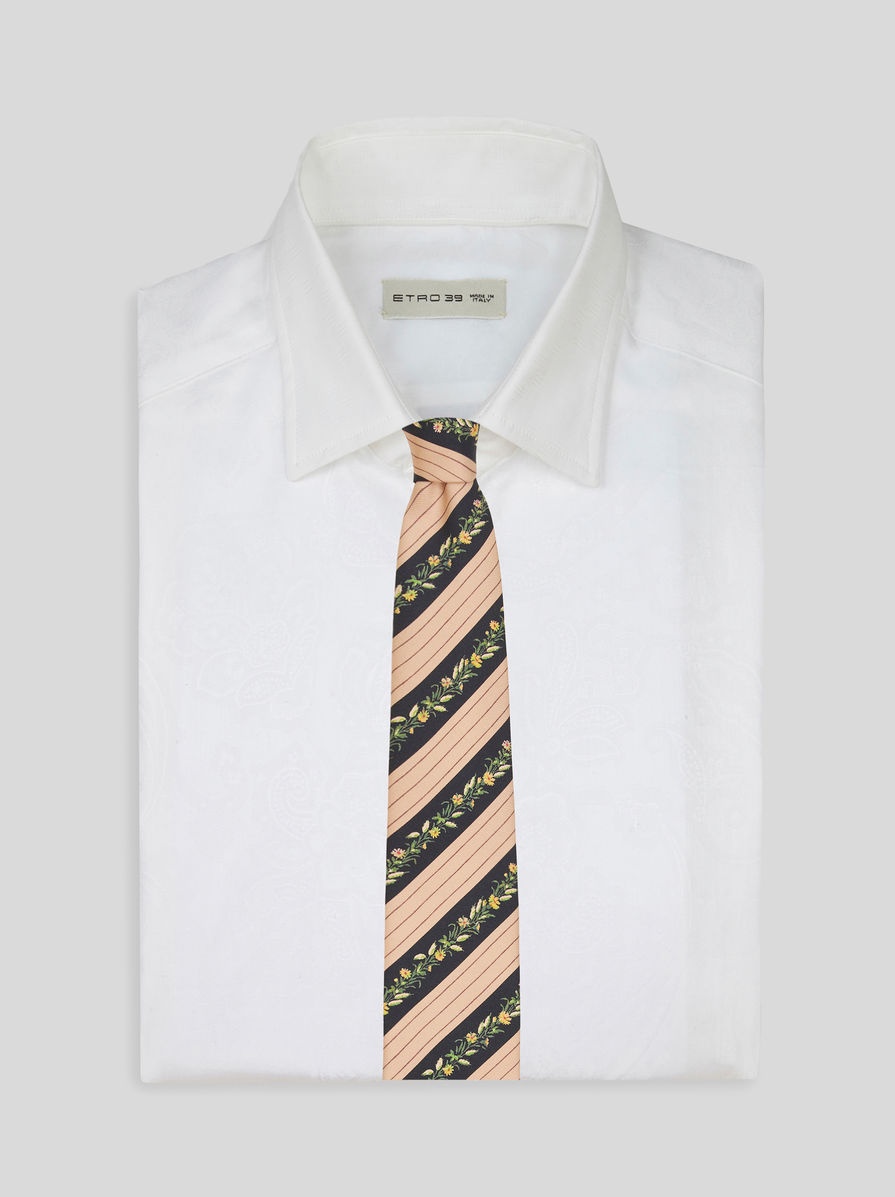 STRIPED AND MICRO FLOWER TIE - 2