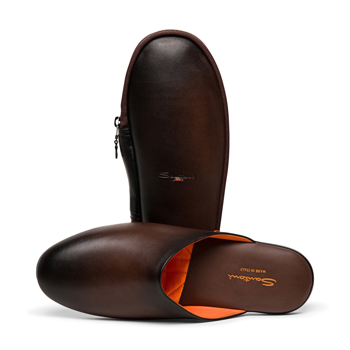 Men’s brown leather slipper - 5