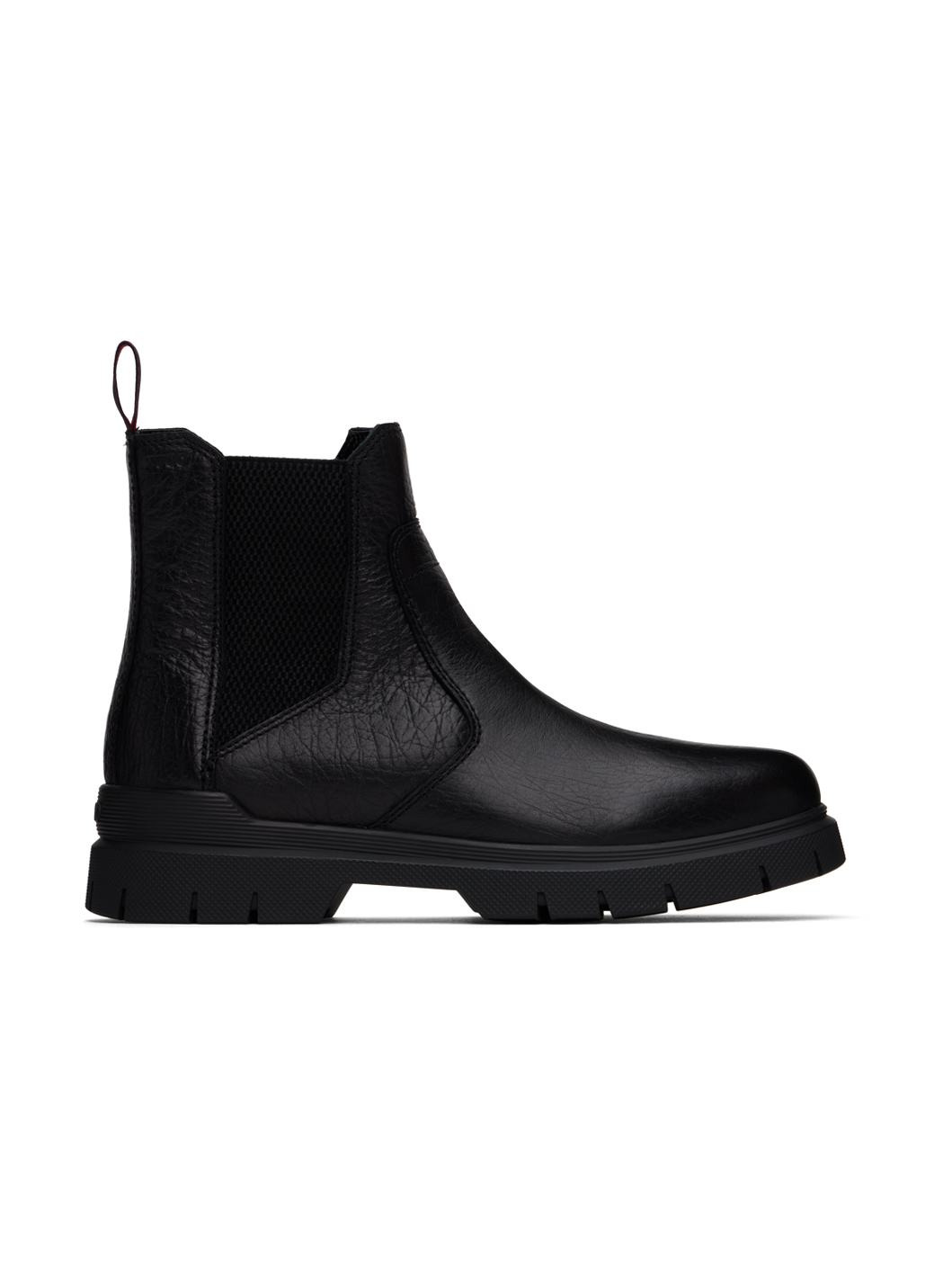 Black Grained Leather Chelsea Boots - 1