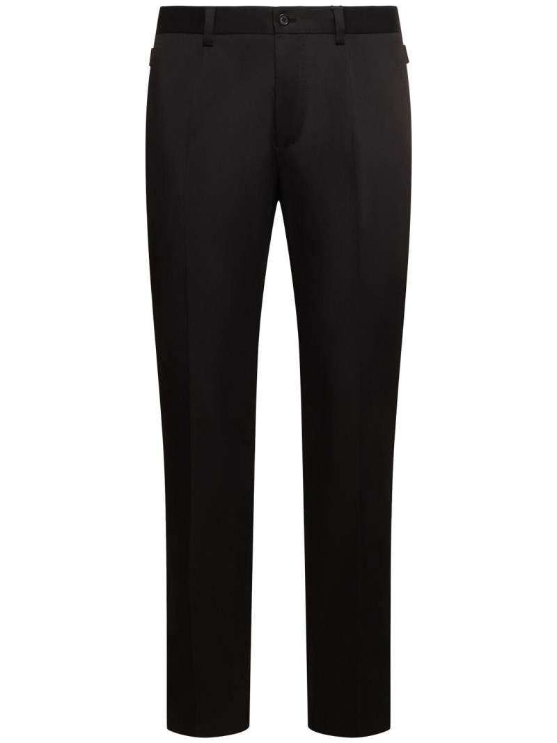 Stretch gabardine flat front pants - 1